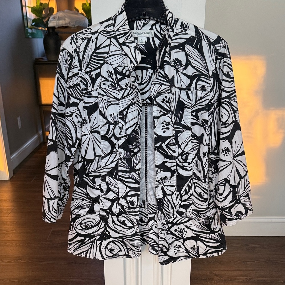 Coldwater Creek bold black and white jacket Small - Picture 1 of 8